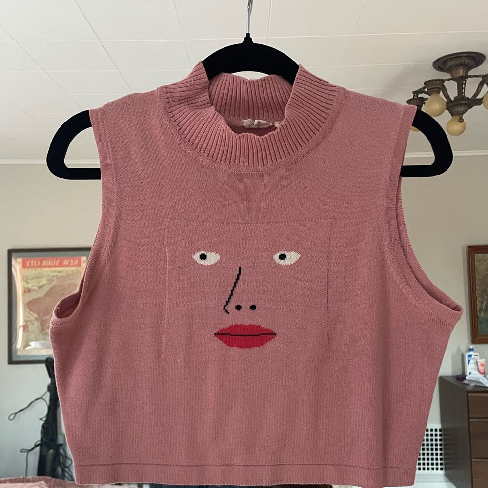 Fashion Brand Company Face Crop Top